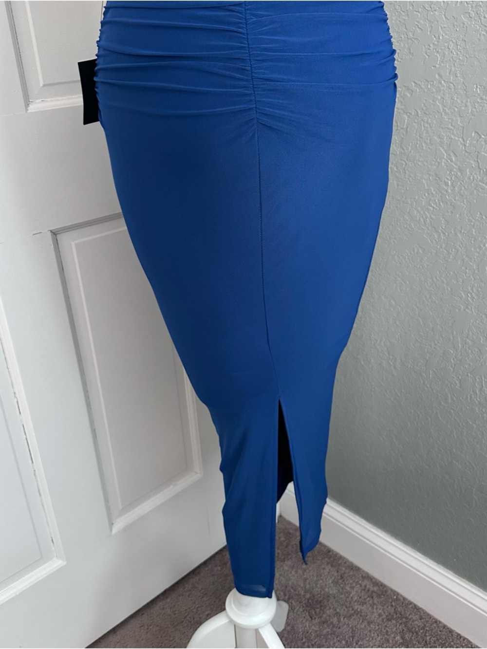 LULU’S LATE NIGHT CRUSH MESH RUCHED STRAPLESS MIDI DRESS - Picture 11 of 12